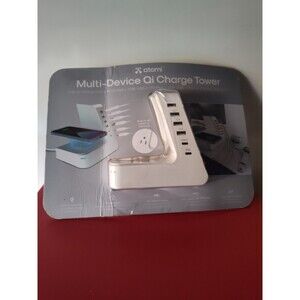 Atomi Multi Device QI Charge Tower White USB Type C AC Outlet 3 Prong
